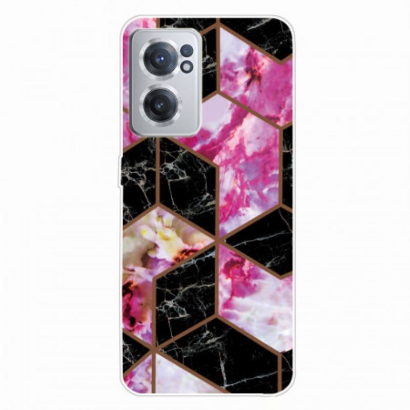 Mobilcover OnePlus Nord CE 2 5G Sort Og Lyserød Marmor