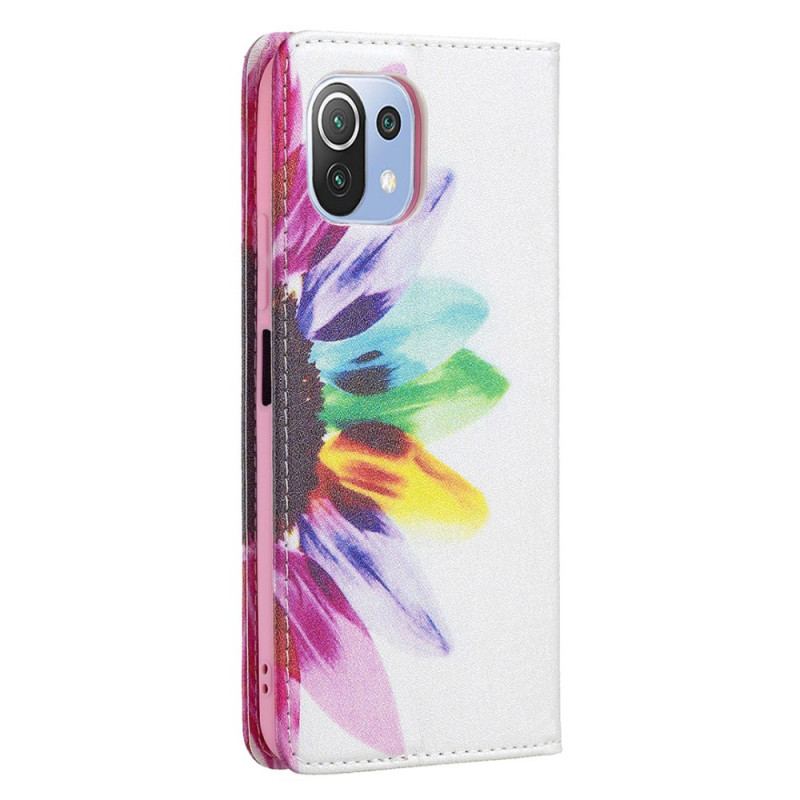 Cover Xiaomi Mi 11 Lite 4G / 5G / 5G NE Flip Cover Akvarel Blomst