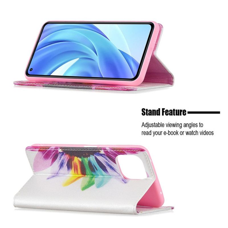 Cover Xiaomi Mi 11 Lite 4G / 5G / 5G NE Flip Cover Akvarel Blomst