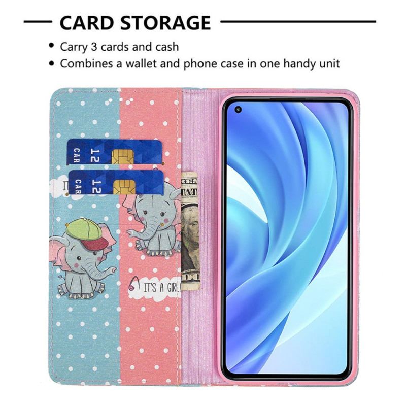 Cover Xiaomi Mi 11 Lite 4G / 5G / 5G NE Flip Cover Baby Elefanter