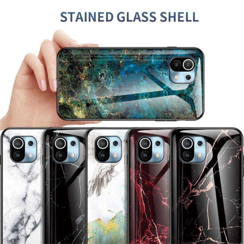 Cover Xiaomi Mi 11 Lite 4G / 5G / 5G NE Marmorfarver Hærdet Glas