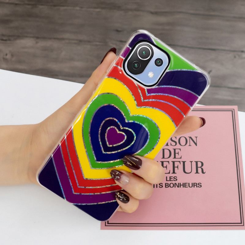 Cover Xiaomi Mi 11 Lite 4G / 5G / 5G NE Psykedelisk Hjerte