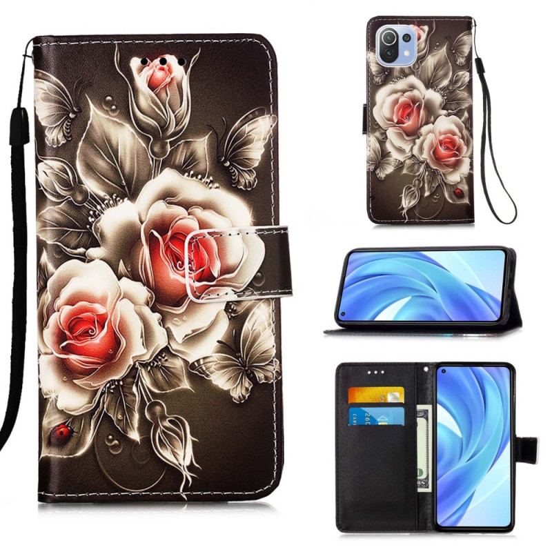 Flip Cover Xiaomi Mi 11 Lite 4G / 5G / 5G NE Gyldne Roser