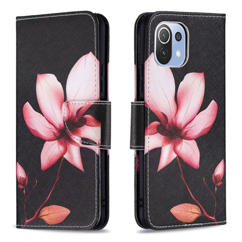 Flip Cover Xiaomi Mi 11 Lite 4G / 5G / 5G NE Lyserød Blomst