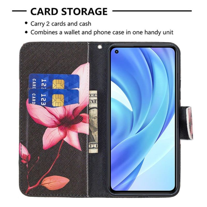 Flip Cover Xiaomi Mi 11 Lite 4G / 5G / 5G NE Lyserød Blomst