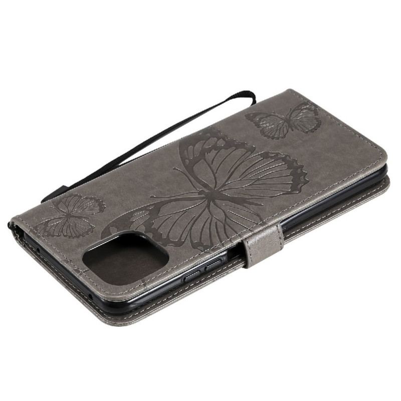 Flip Cover Xiaomi Mi 11 Lite 4G / 5G / 5G NE Med Snor Kæmpe Sommerfugle Med Rem
