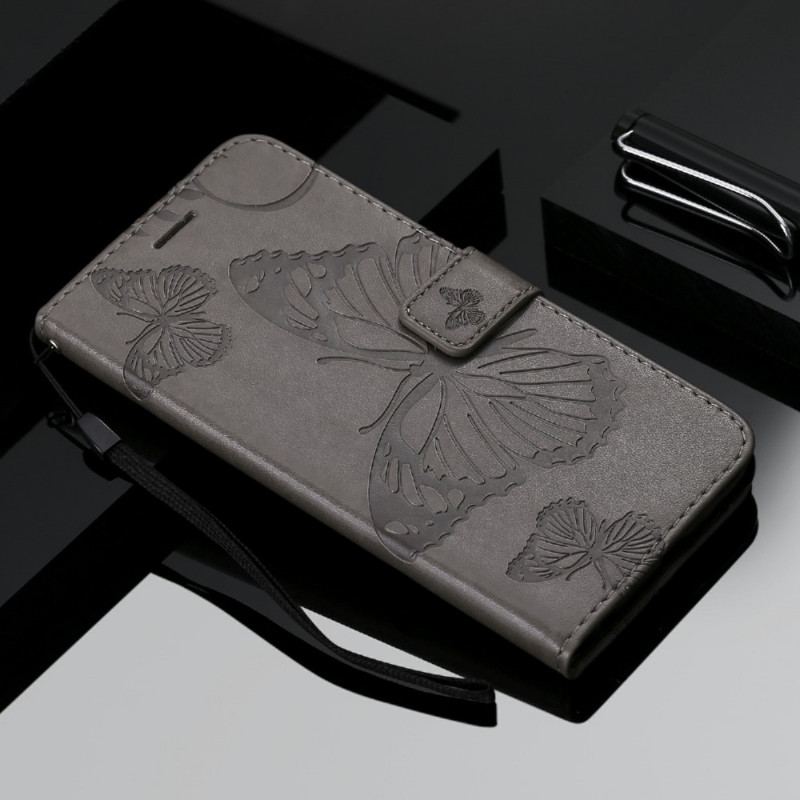 Flip Cover Xiaomi Mi 11 Lite 4G / 5G / 5G NE Med Snor Kæmpe Sommerfugle Med Rem
