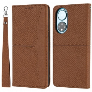Flip Cover Honor 50 SE Med Snor Strappy Vævet Stil