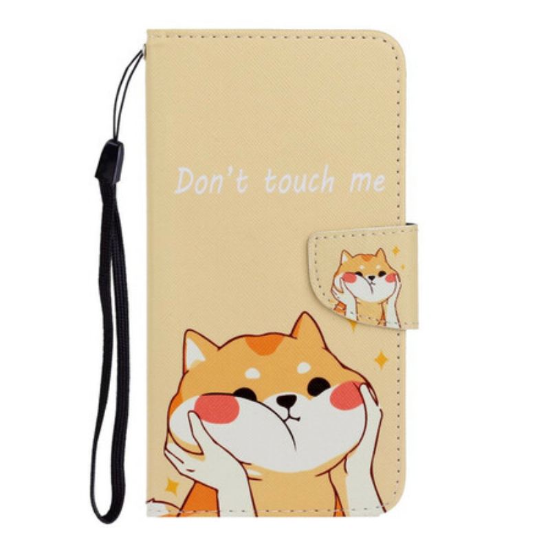 Flip Cover Xiaomi Redmi Note 9 Med Snor Kat Rør Mig Ikke Med Strop