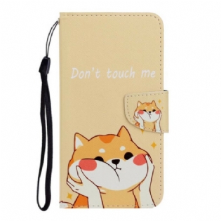 Flip Cover Xiaomi Redmi Note 9 Med Snor Kat Rør Mig Ikke Med Strop