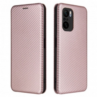Cover Poco F3 Flip Cover Kulfiber Med Støttering