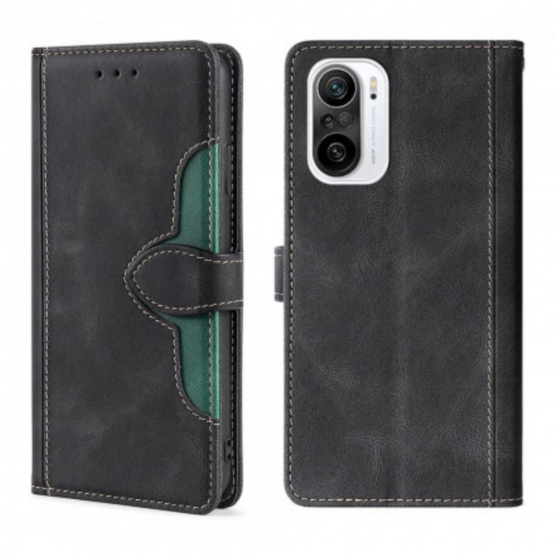 Flip Cover Poco F3 Imiteret Læder Bicolor Stilfuld