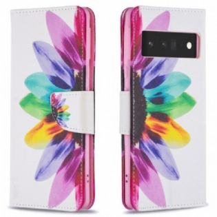 Cover Google Pixel 6 Pro Flip Cover Akvarel Blomst