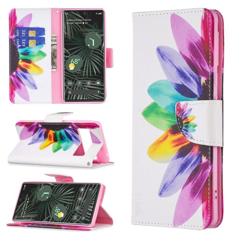 Cover Google Pixel 6 Pro Flip Cover Akvarel Blomst