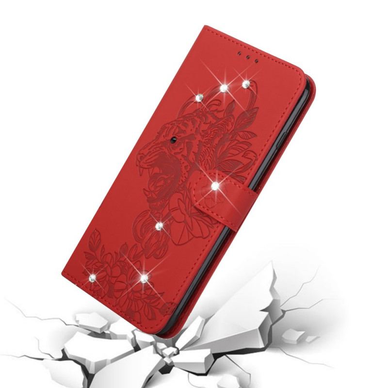 Flip Cover Google Pixel 6 Pro Barok Tiger Og Strass