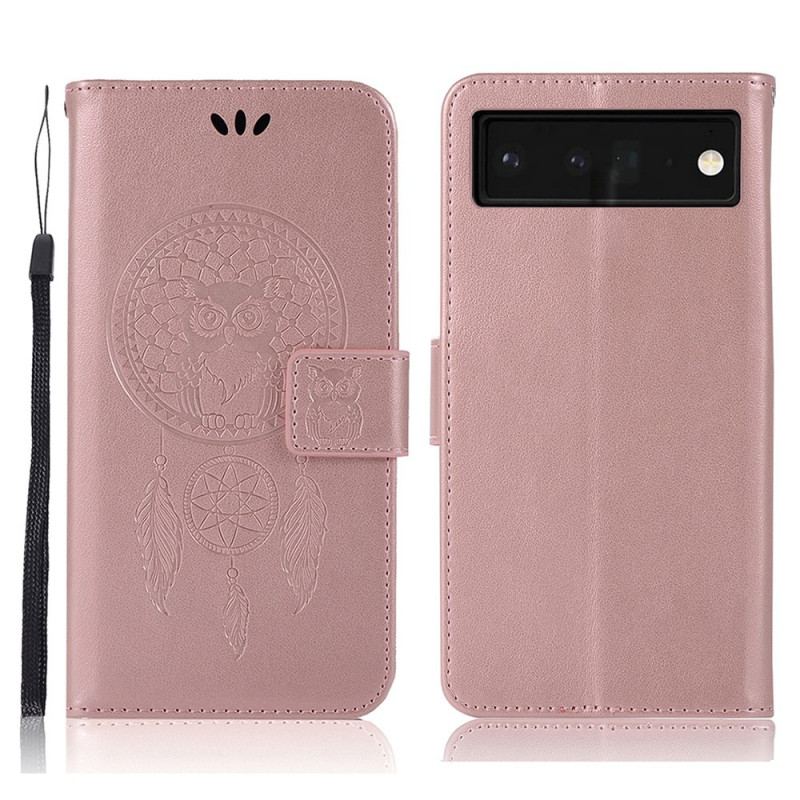 Flip Cover Google Pixel 6 Pro Drømmefanger Ugle I Lædereffekt