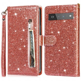 Flip Cover Google Pixel 6 Pro Glitter Møntpung