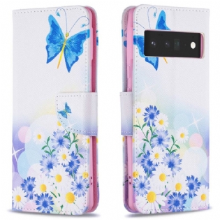 Flip Cover Google Pixel 6 Pro Malede Sommerfugle