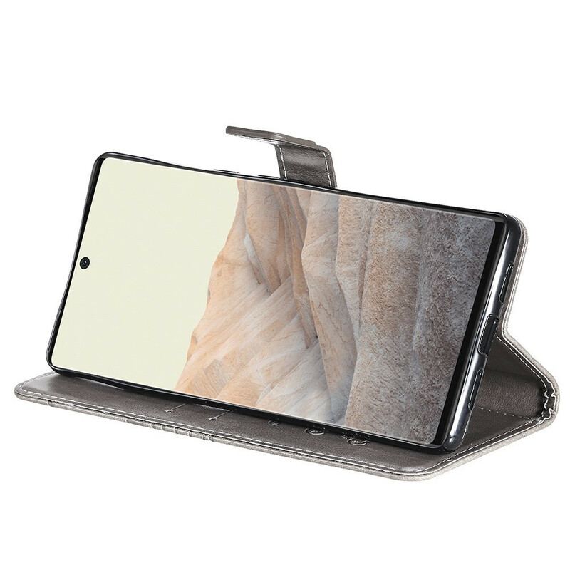 Flip Cover Google Pixel 6 Pro Med Snor Kæmpe Sommerfugle Med Rem