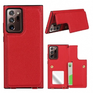 Cover Samsung Galaxy Note 20 Ultra Litchi Læder Kortholder Stativ