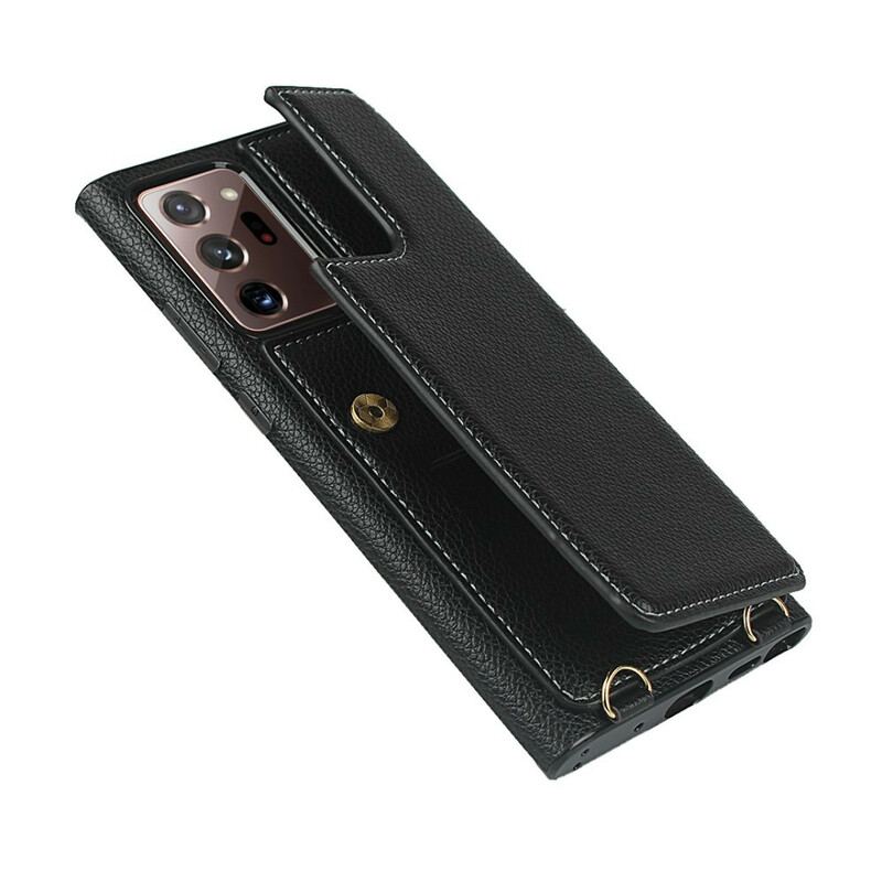 Cover Samsung Galaxy Note 20 Ultra Litchi Læder Kortholder Stativ