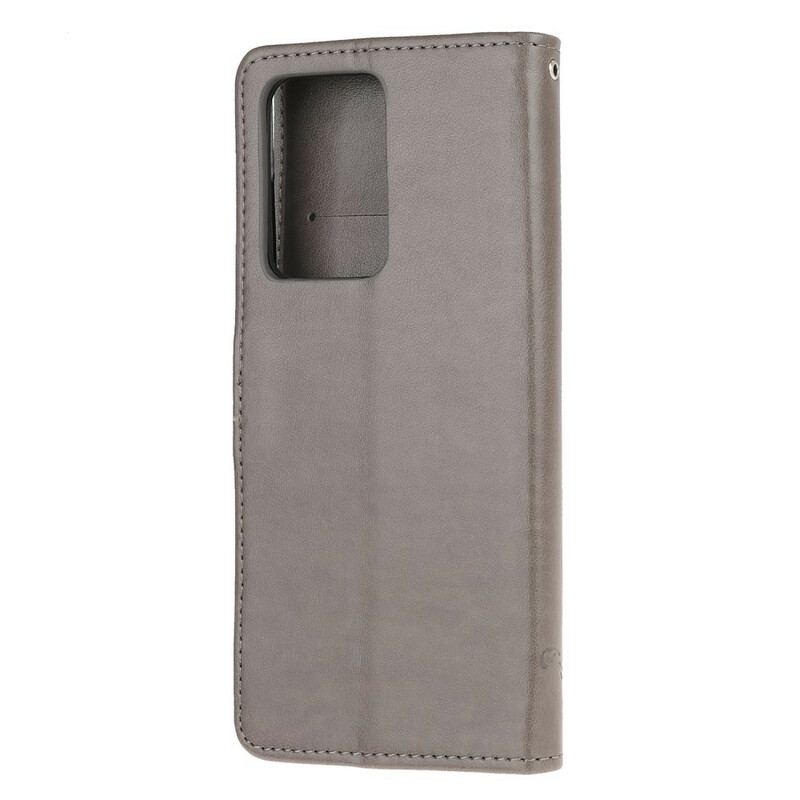 Flip Cover Samsung Galaxy Note 20 Ultra Med Snor Thong Sommerfugle Og Blomster