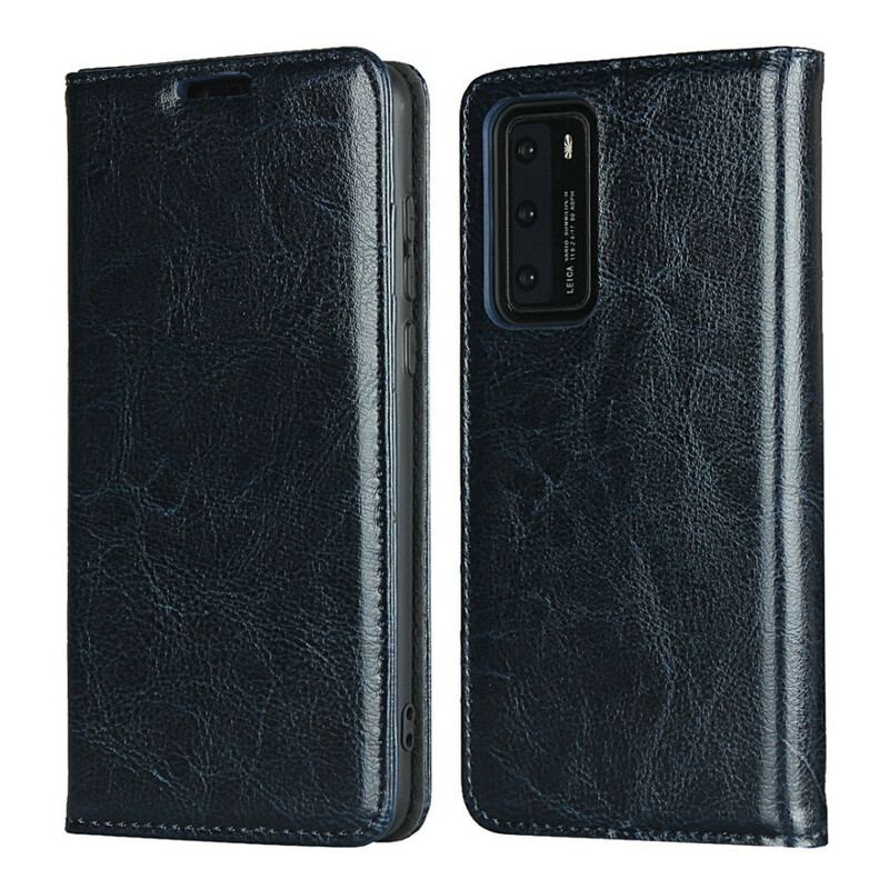 Cover Huawei P40 Flip Cover Ægte Læder