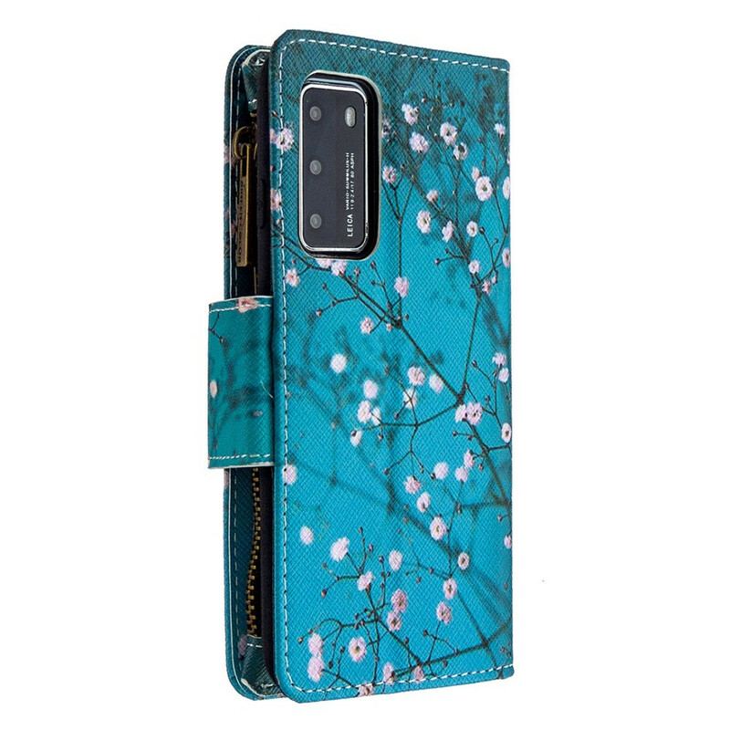 Flip Cover Huawei P40 Trælomme Med Lynlås