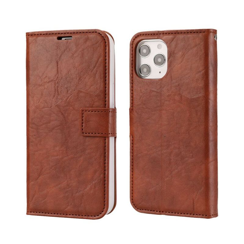 Flip Cover iPhone 12 Pro Max Aftagelig Distressed Læderstil