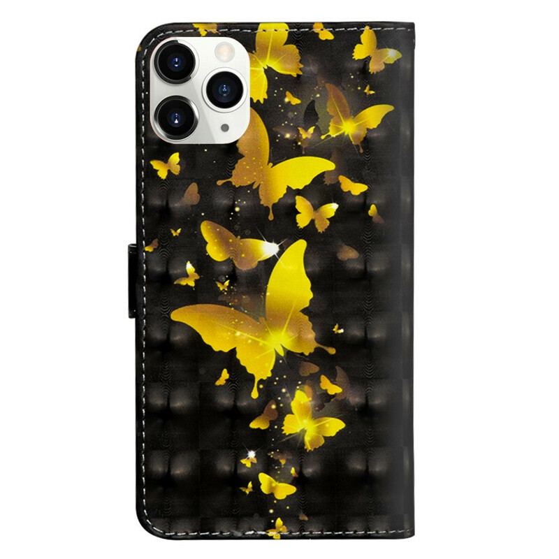 Flip Cover iPhone 12 Pro Max Gule Sommerfugle