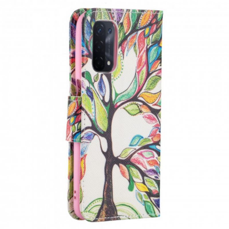Flip Cover Oppo A54 5G / A74 5G Farverigt Træ