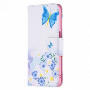 Flip Cover Oppo A54 5G / A74 5G Malede Sommerfugle Og Blomster