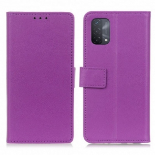 Læder Cover Oppo A54 5G / A74 5G Enkel Skinnende Lædereffekt