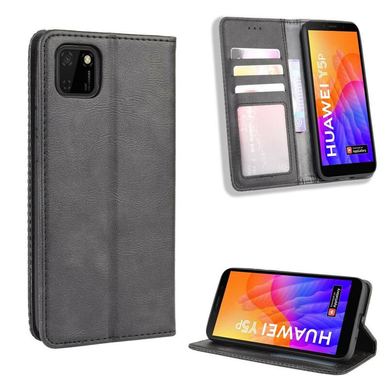 Cover Huawei Y5p Flip Cover Stiliseret Vintage Lædereffekt