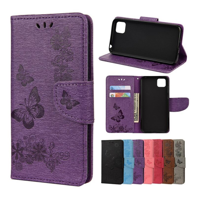 Flip Cover Huawei Y5p Kun Sommerfugle Med Snor