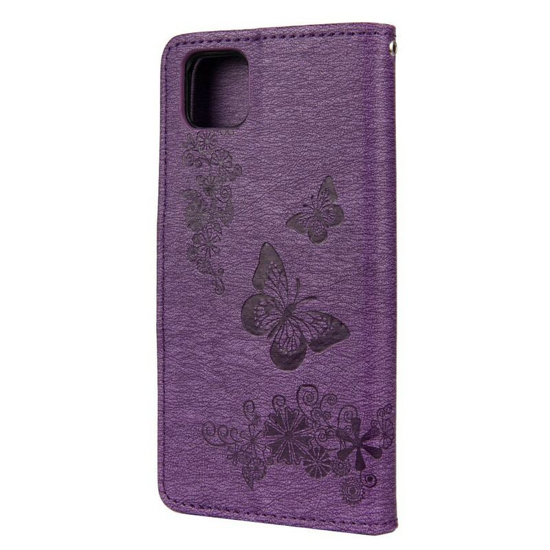 Flip Cover Huawei Y5p Kun Sommerfugle Med Snor