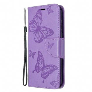 Flip Cover Huawei Y5p Læder Cover Sommerfugle Og Skrå Klap