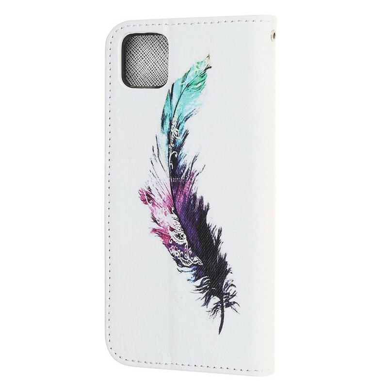 Flip Cover Huawei Y5p Med Snor Fjer Med Snor