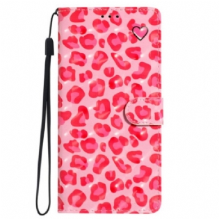 Flip Cover Til Samsung Galaxy S24 Plus 5g Pink Leopard Print Med Rem