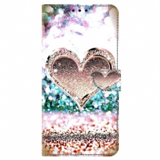 Læder Cover Samsung Galaxy S24 Plus 5g Telefon Etui Pink Diamanthjerte