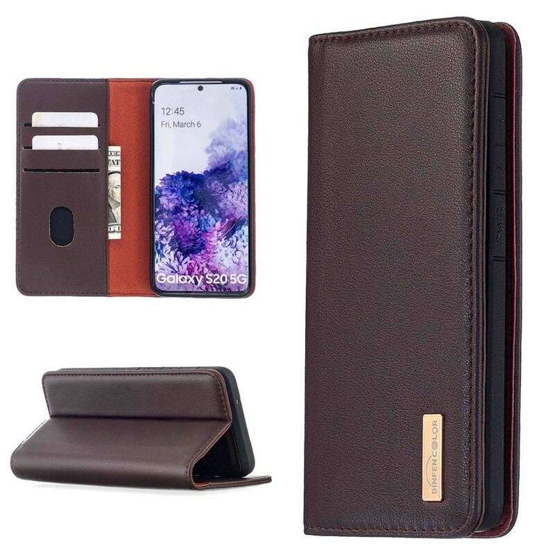 Cover Samsung Galaxy S20 Flip Cover Aftageligt Ægte Læder
