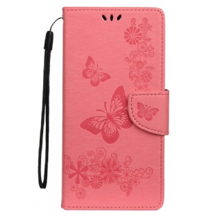 Flip Cover Samsung Galaxy S20 Kun Sommerfugle Med Snor