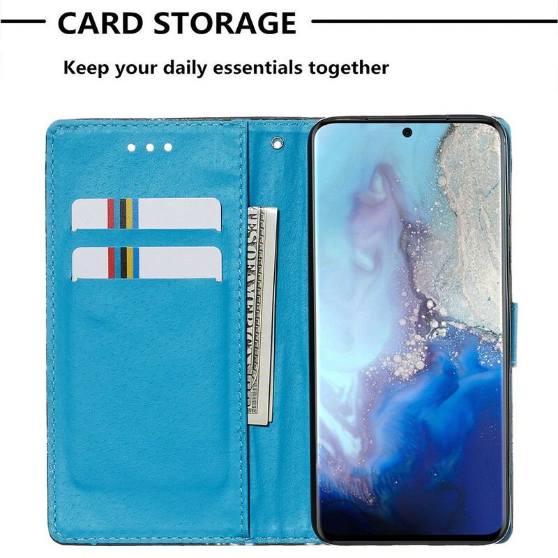 Flip Cover Samsung Galaxy S20 Med Snor Eiffeltårnets Sommerfuglestrop