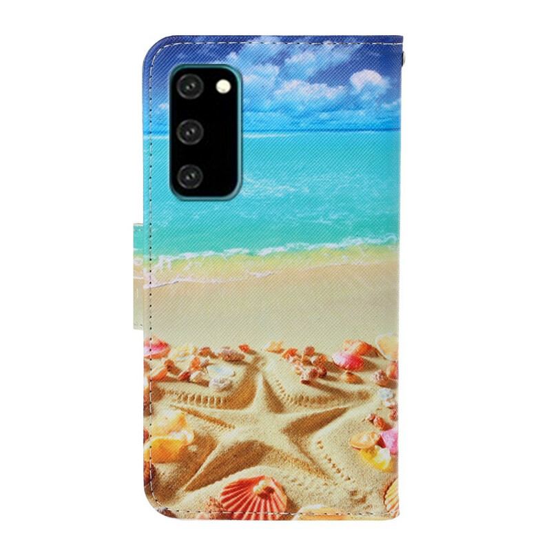 Flip Cover Samsung Galaxy S20 Med Snor Lanyard Beach