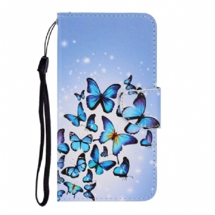 Flip Cover Samsung Galaxy S20 Med Snor Variationer Af Sommerfuglesrem