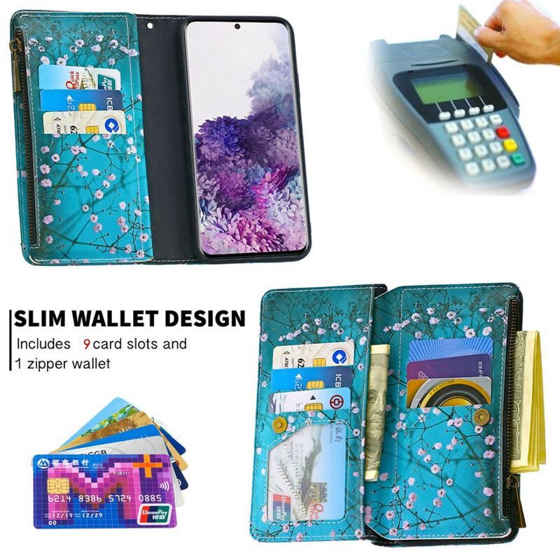Flip Cover Samsung Galaxy S20 Trælomme Med Lynlås