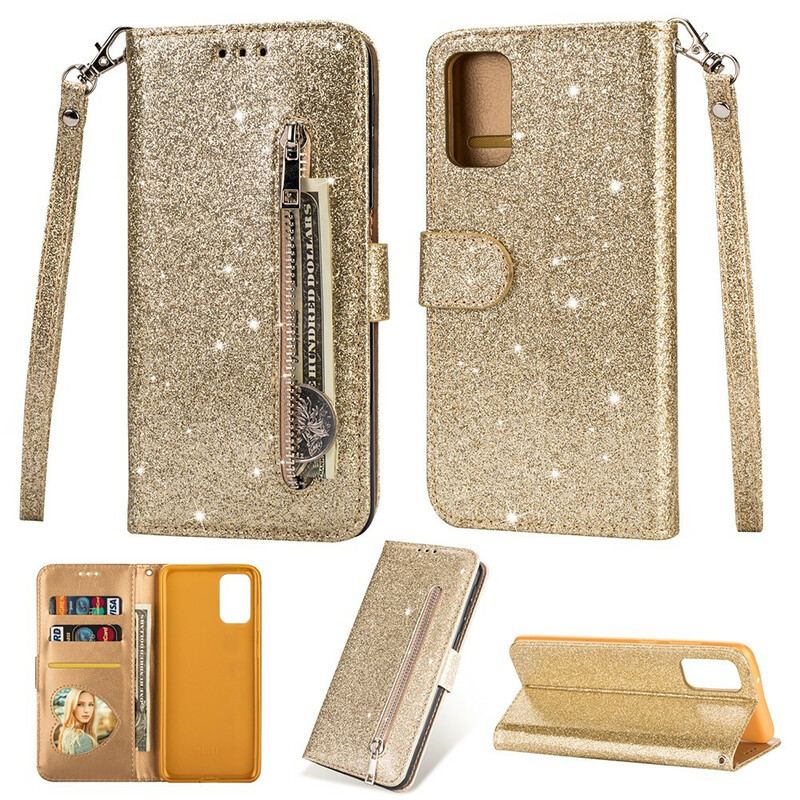 Læder Cover Samsung Galaxy S20 Glitter Møntpung