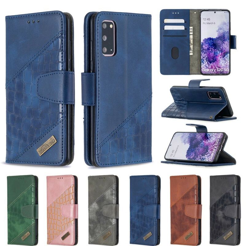 Læder Cover Samsung Galaxy S20 Klassisk Krokodilleskindseffekt