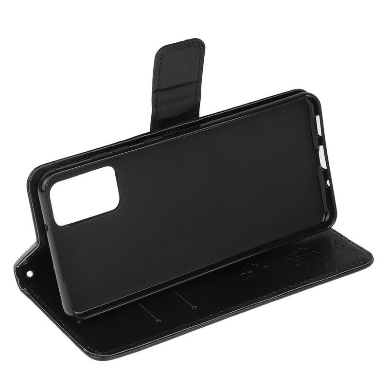 Læder Cover Samsung Galaxy S20 Med Snor Diskretion Sommerfugle Med Rem