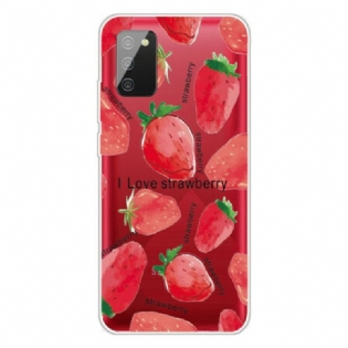 Cover Samsung Galaxy A02s Strawberries / Jeg Elsker Jordbær